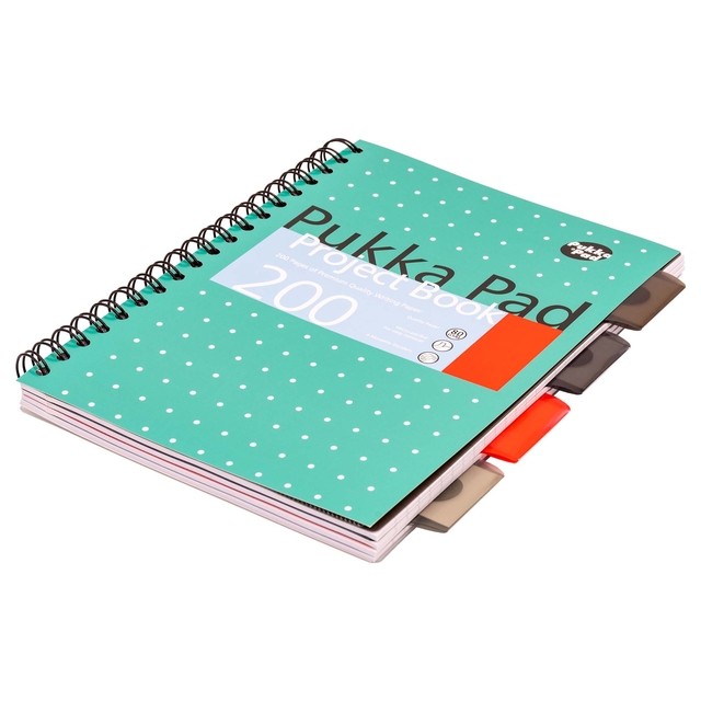 Projectboek Pukka Pad Metallic B5 lijn 4-tabs 200 pagina's 80gr groen