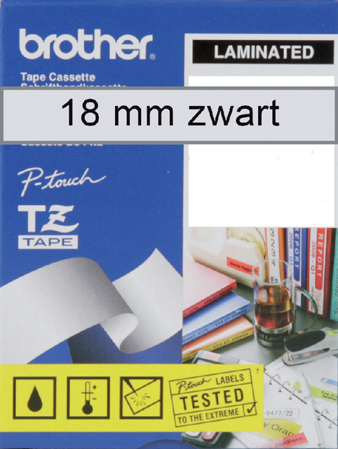 Labeltape Brother P-touch TZe-141 standaard 18mm zwart op transparant