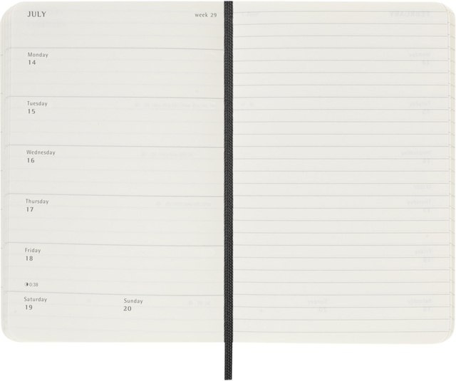 Agenda 2025 Moleskine 12M Planner Weekly 7dagen/1pagina pocket sc black