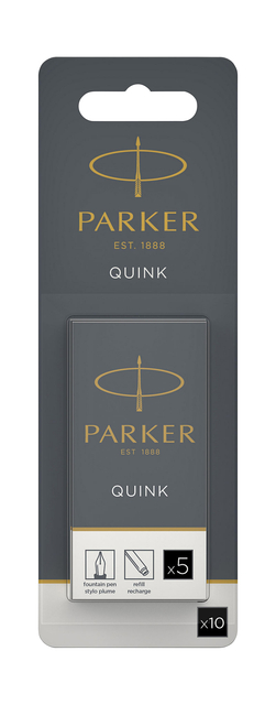 Inktpatroon Parker Quink zwart blister à 10 stuks