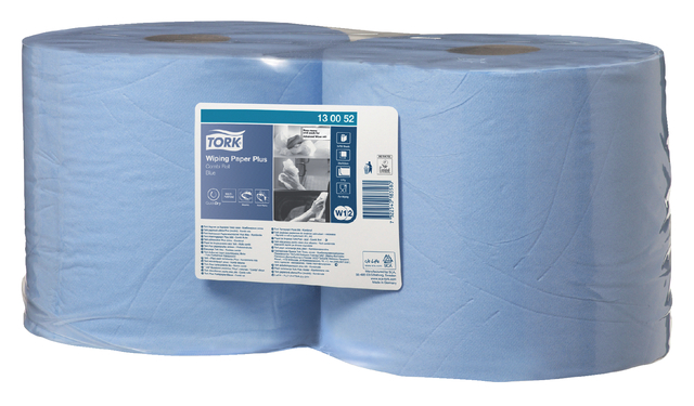 Poetspapier Tork W2 Plus Premium 2-laags 750 vel blauw 130052