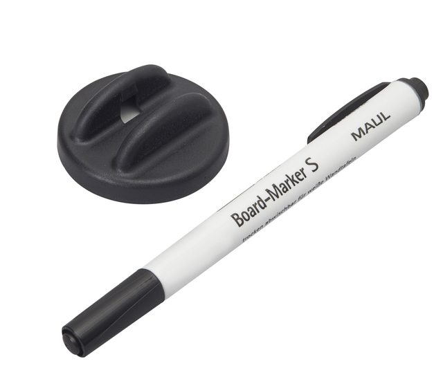 Whiteboardwisser MAUL met whitebordstift zwart magnetisch