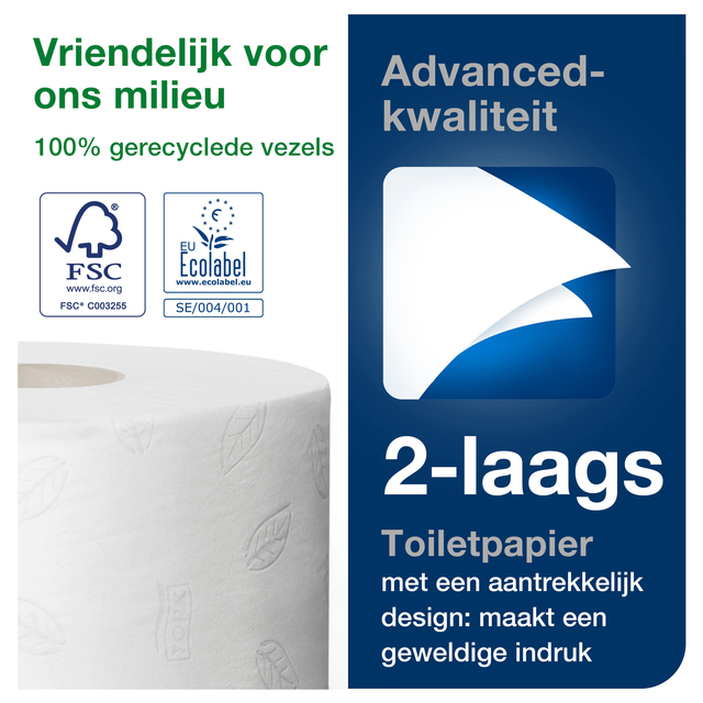 Toiletpapier Tork Mini Jumbo T2 advanced 2-laags 12 rollen wit 120280