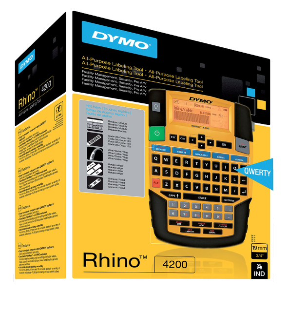 Labelprinter Dymo Rhino 4200 industrieel qwerty 19mm geel