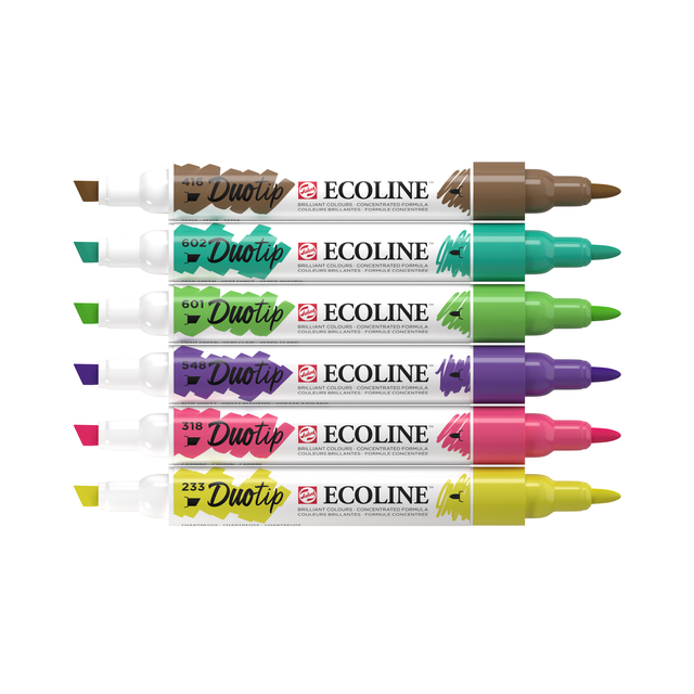 Duotip marker Ecoline botanisch set 6 kleuren