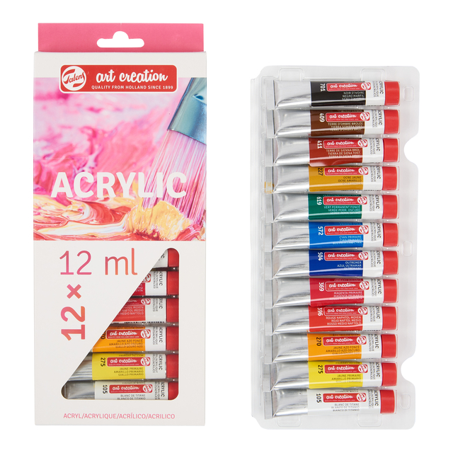 Acrylverf Talens Art Creation met stappenplan 12ml set à 12 kleuren