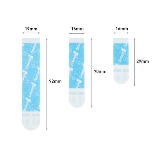 Bevestigingsstrip Command waterbestendig 16 stuks assorti