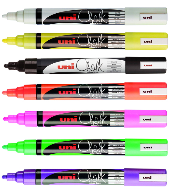 Krijtstift Uni-ball chalk rond 1.8-2.5mm fluor geel