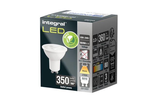 Ledlamp Integral GU10 2700K warm wit 2.2W 360lumen