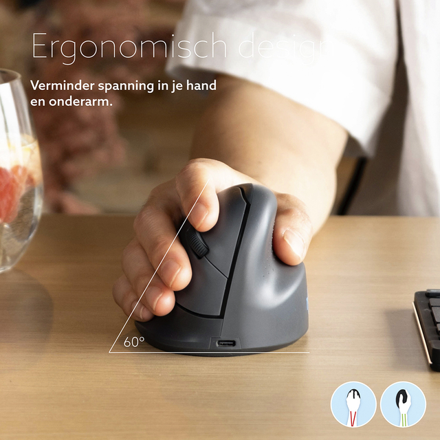 Muis R-Go Ergonomisch HE Basic Wireless Rechts M