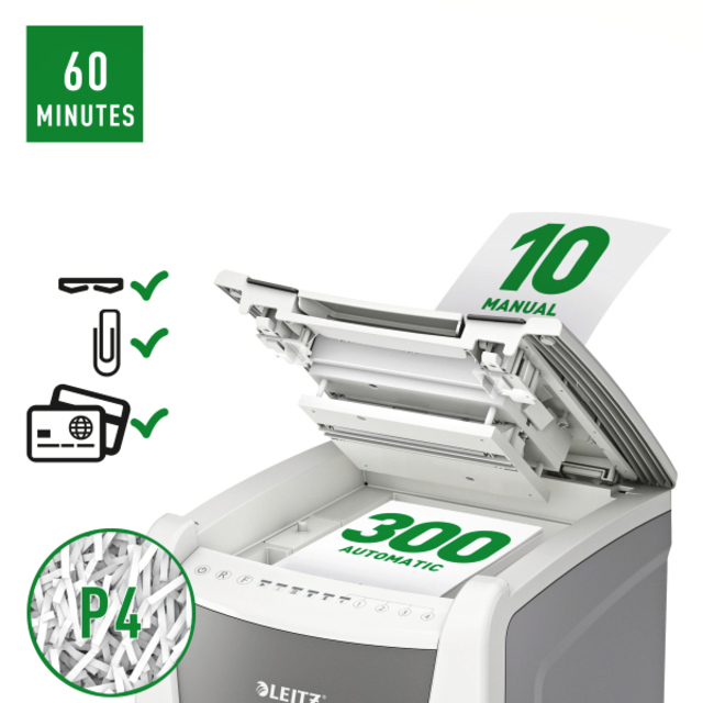 Papiervernietiger Leitz IQ Auto+ Office 300 P4 snippers 4x28mm