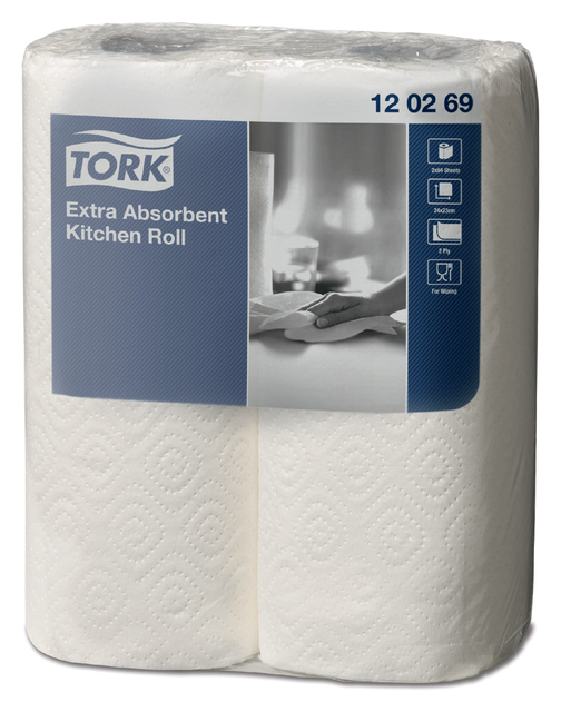 Keukenrol Tork extra rollen  absorberend papier 2-laags 2 rollen 120269