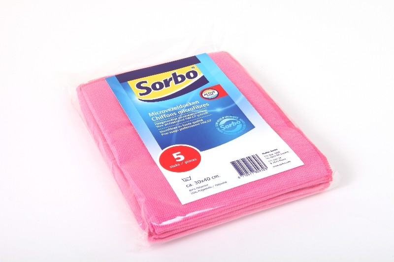 Sorbo Microvezeldoekjes 30x40cm Rood pak 5 stuks