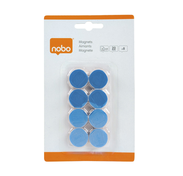 Magneet Nobo 20mm 120gr blauw 8 stuks