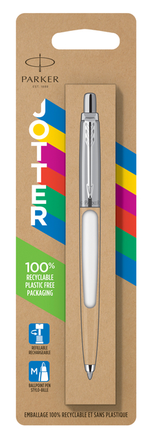 Balpen Parker Jotter Original white CT medium blister à 1 stuk