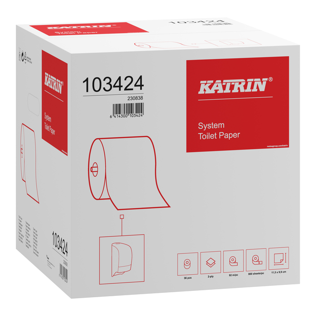 Toiletpapier Katrin System 2-laags wit 36rollen