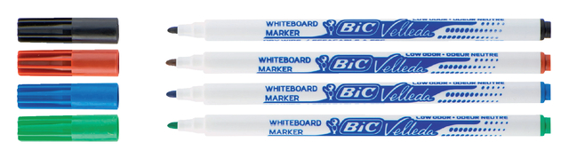 Viltstift Bic Velleda 1721 whiteboard rond fijn assorti set à 4 stuks