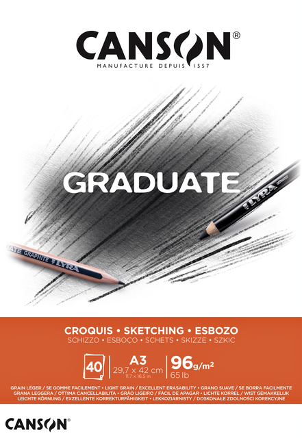 Schetsboek Canson Graduate Croquis A3 96gr 40vel