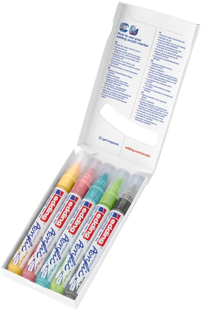 Acrylmarker edding e-5100 medium pastel assorti set à 5 stuks