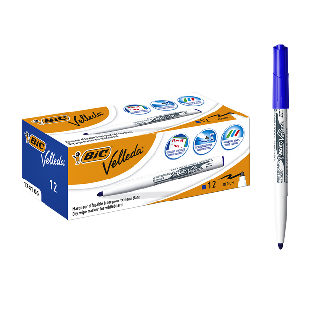 Viltstift Bic Velleda 1741 whiteboard rond medium blauw