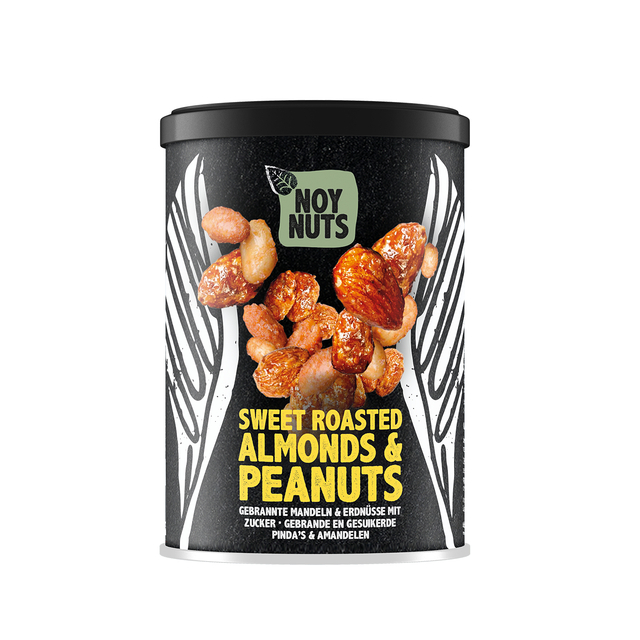 Pinda's NoyNuts gesuikerd en gebrand met amandelen blik 135 gram