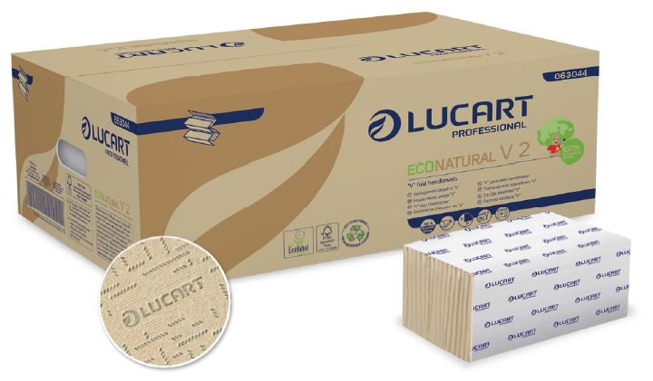 Lucart vouwhanddoekjes 2-lgs 21x21cm doos 20x190 stuks