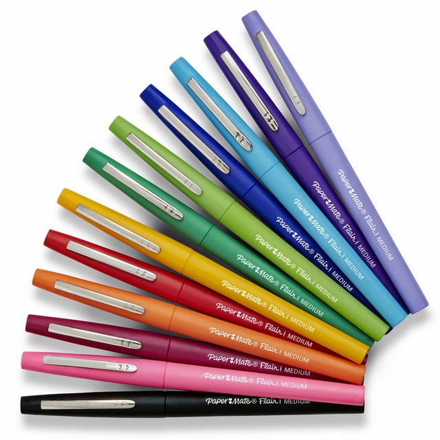 Fineliner Paper Mate Flair Original medium blauw valuepack à 36 stuks