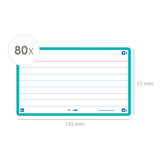 Flashcard Oxford 2.0 75x125mm 80 vel 250gr lijn mint