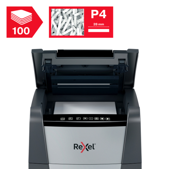 Papiervernietiger Rexel Optimum Auto+ 100X P4 snippers 4x28mm