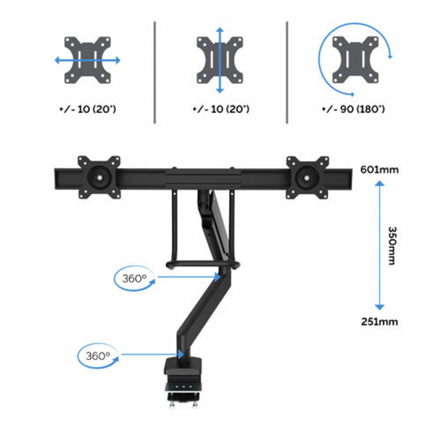 Monitorarm Fellowes Eppa Crossbar zilver