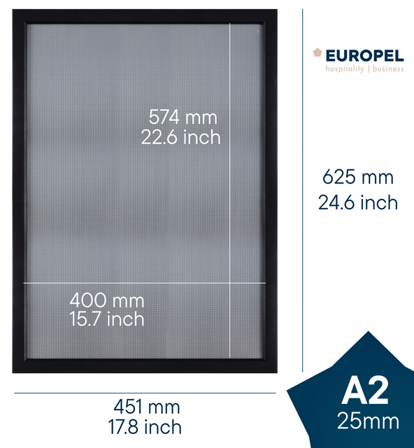 Kliklijst Europel A2 25mm mat zwart