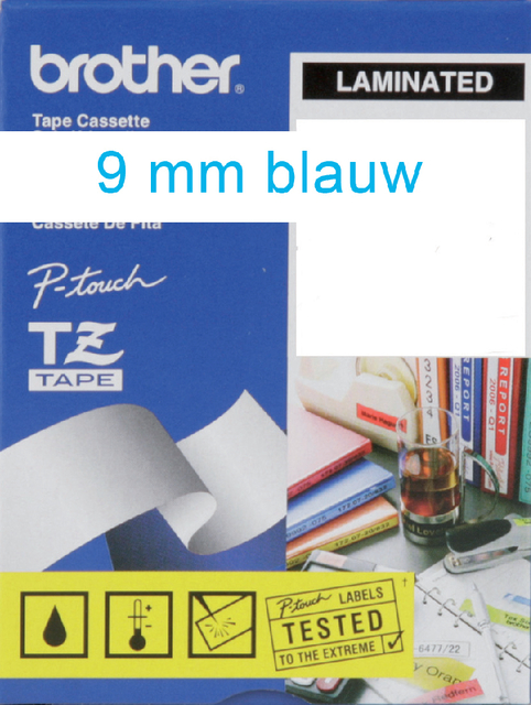 Labeltape Brother P-touch TZe-223 standaard 9mm blauw op wit