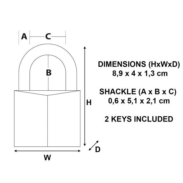 Hangslot MasterLock beugel 51mm messing 40mm