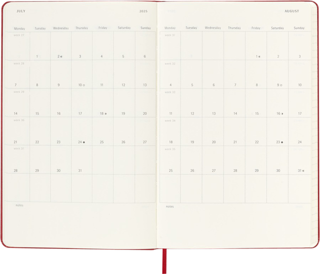 Agenda 2025 Moleskine 12M Planner Weekly 7dagen/1pagina large hc scarlet red