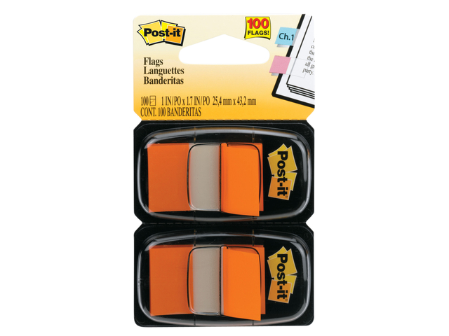 Indextabs 3M Post-it 680 25.4x43.2mm duopack oranje 100 vel