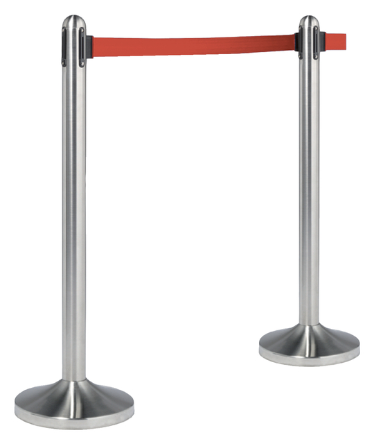 Afzetpaal Securit RVS met rolband 210cm rood