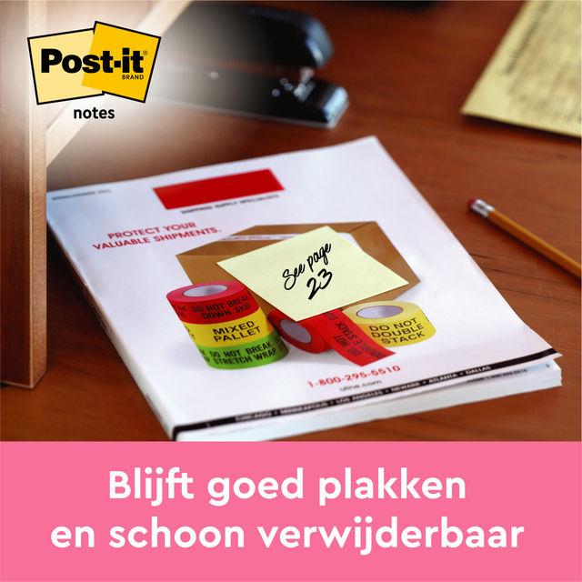 Memoblok 3M Post-it 654 76x76mm geel 16 + 4 gratis