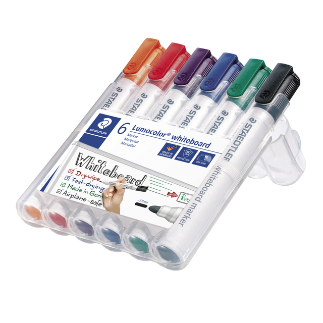 Viltstift Staedtler Lumocolor 351 whiteboard set à 6 stuks assorti