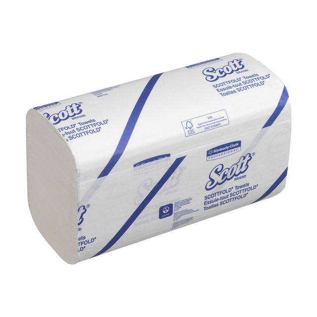 Handdoek Scott i-vouw 1-laags 20x31,5cm 25x175stuks wit 6633