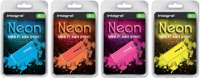 USB-stick 2.0 Integral 16GB neon blauw