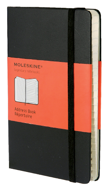 Adresboek Moleskine pocket 90x140mm hard cover zwart