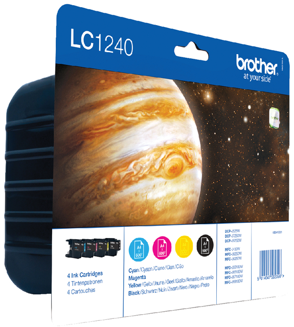 Inktcartridge Brother LC-1240VALBP zwart + 3 kleuren