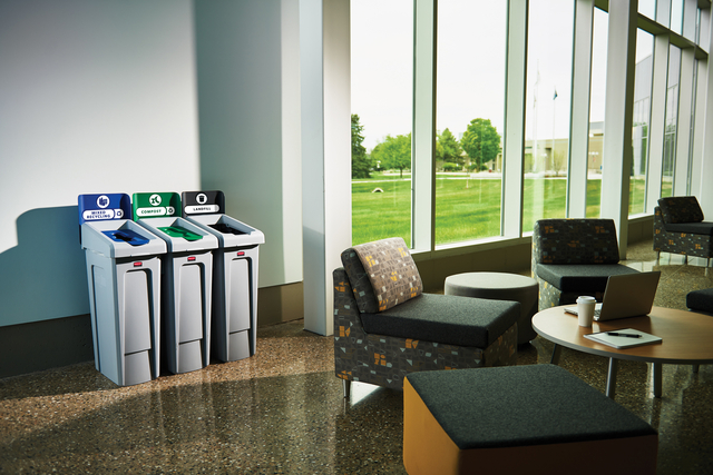 Paneel Rubbermaid Slim Jim Recyclestation voor label geel