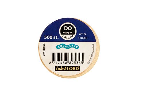 Labellord Aqua etiket DO weg op ZA rol 500st