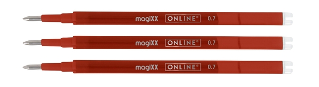 Gelschrijvervulling Online Magixx 0.7mm rood blister à 3 stuks