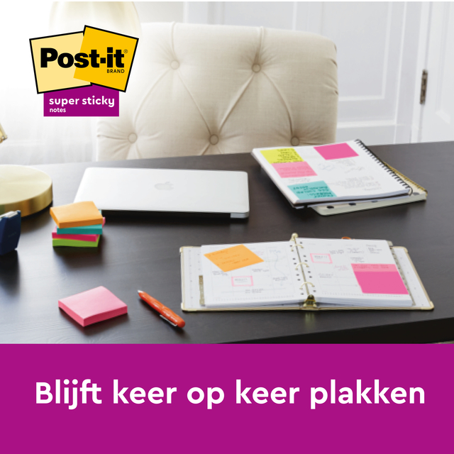 Memoblok Post-it Z-Note S330 Super Sticky 76x76mm 14+ 2 assorti