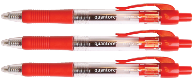 Gelschrijver Quantore grip drukknop 0.7mm rood