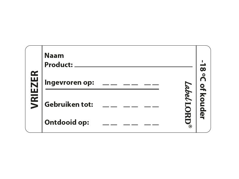 Labellord Aqua etiket Vriezer met 'ingevroren op' rol 250st