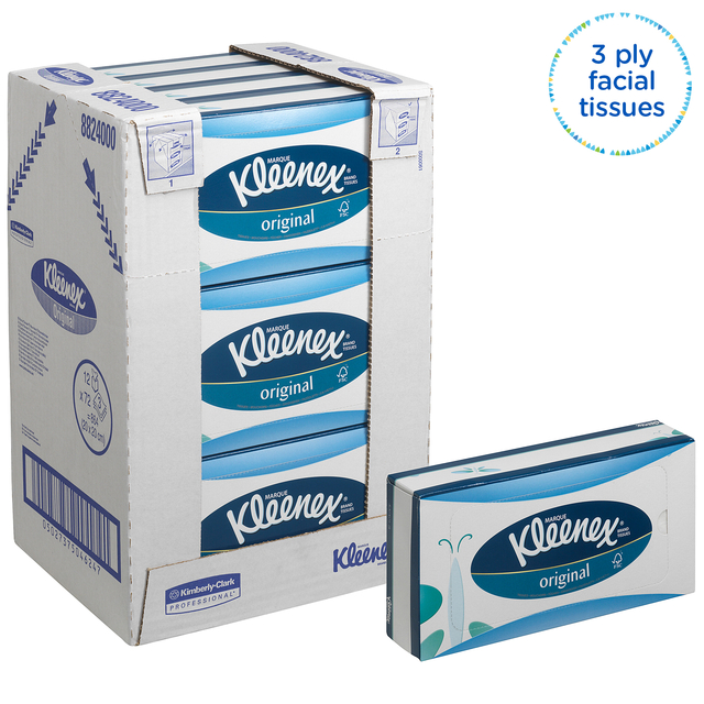 Facial tissues Kleenex 3-laags standaard 12x72stuks wit 8824