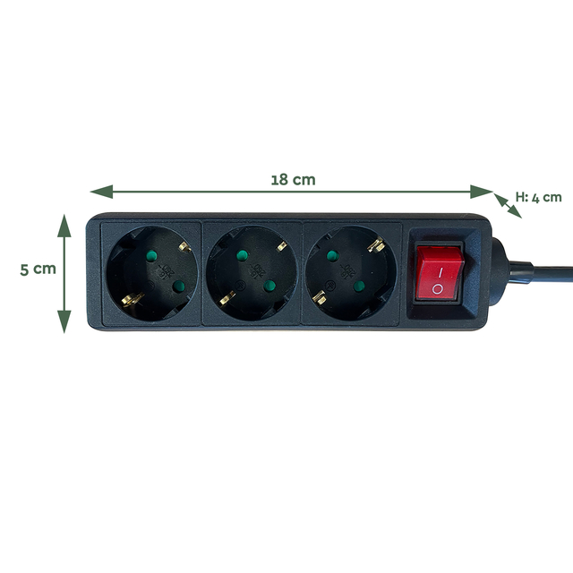 Stekkerdoos BRASQ  3 voudig 3 meter zwart